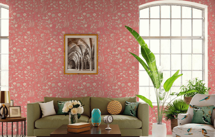 ColourDrive-Asian Paints Nilaya Wallpaper Mogholsarai Design House Wall Wallpaper Design for Living Room